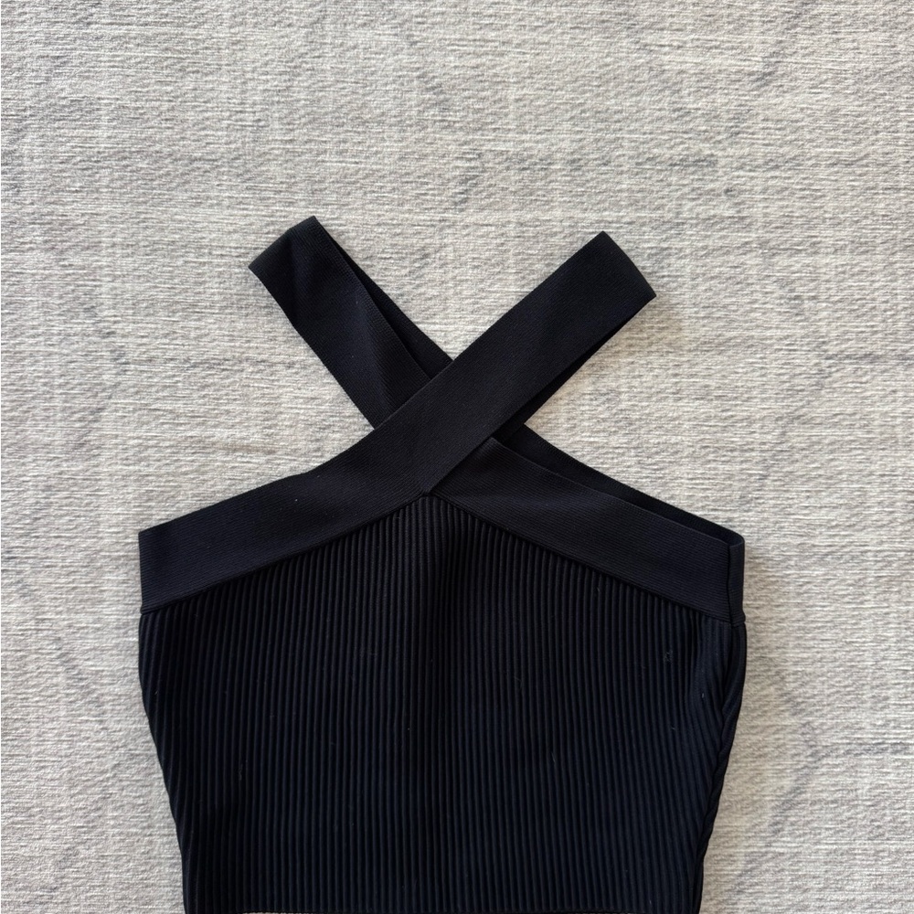 Glassons Black Ribbed Cross-Back Top